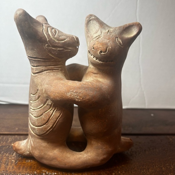 Collectible FolkArt Red Clay Mexican Dancing Dogs - Picture 2 of 7